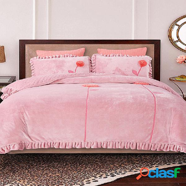 3 peças de pelúcia de inverno roupa de cama grossa quente