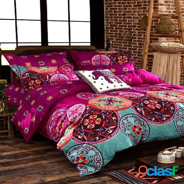 4Peças Jogo de Cama Mandala Oriental Estampada 4 Tamanhos
