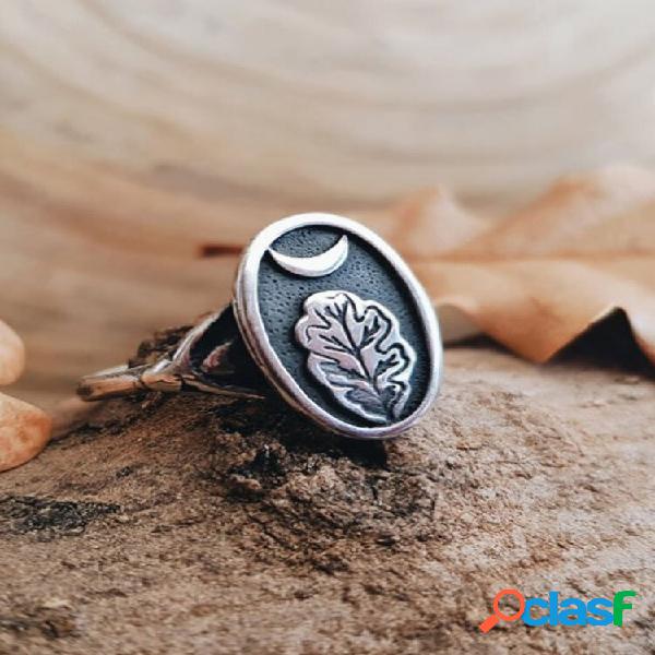 Anel Folha em liga vintage 3D oval