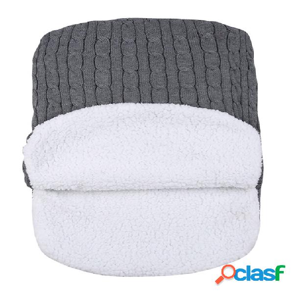 Bebê dormindo Bolsa inverno quente lã tricotada capuz