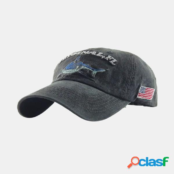 Boné de beisebol retro Sun Chapéu Bordado de tubarão
