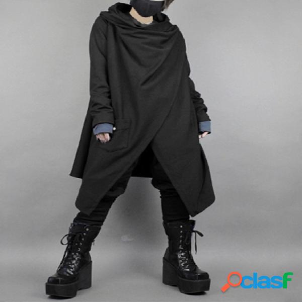 Casaco preto liso masculino estilo japonês irregular de