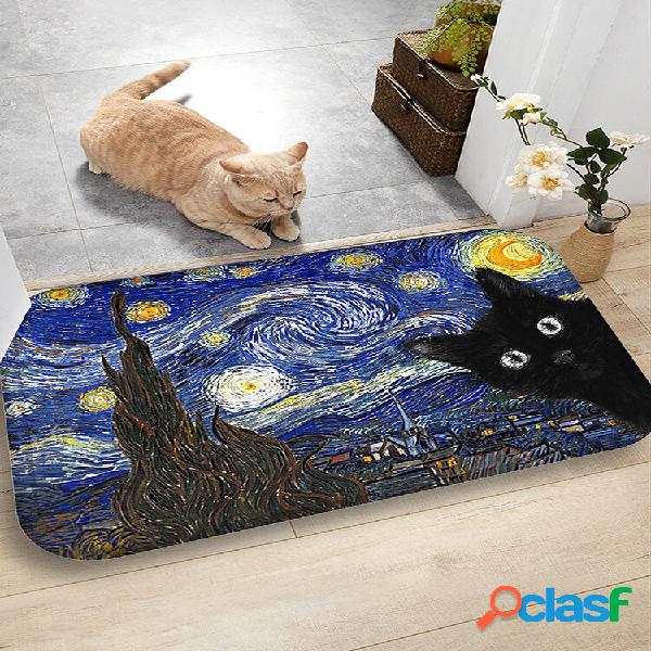 Cat Padrão Tapetes de Flanela de Absorção de Água Tapete