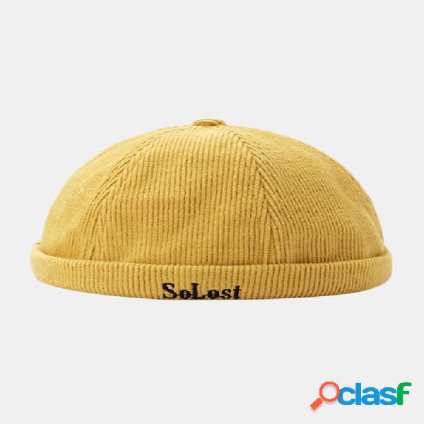 Chapéus de veludo cotelê masculino e feminino sem aba