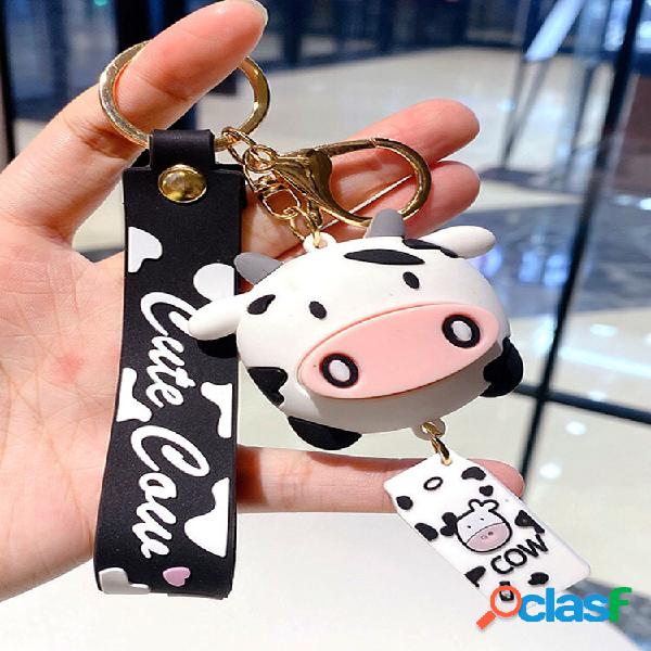 Charms de chaveiro de vaca bonito de liga de resina de