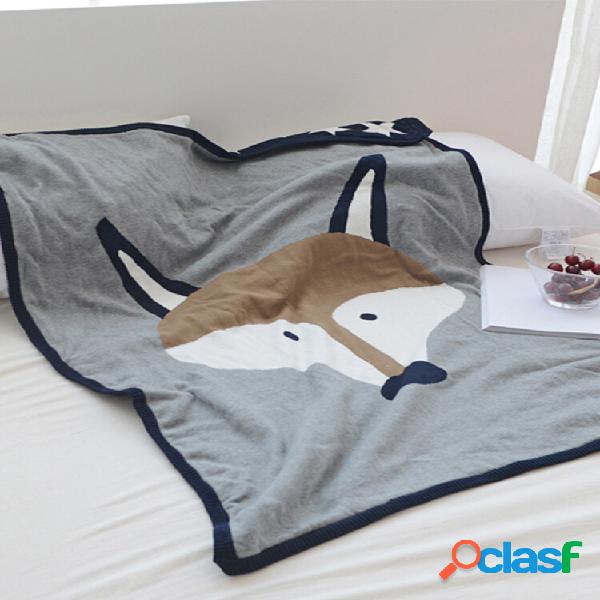 Cobertor de dupla face Jacquard Fox estilo desenho animado
