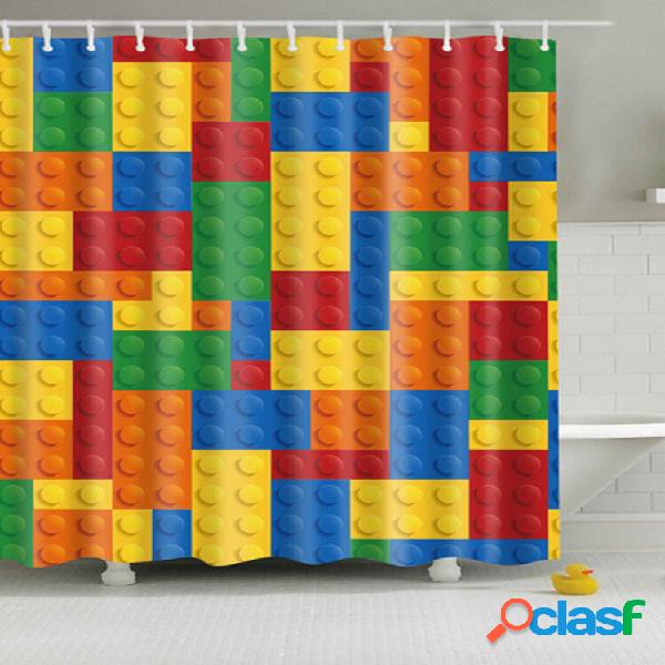 Cortina de chuveiro criativa multicolorida 180cm x 180cm com