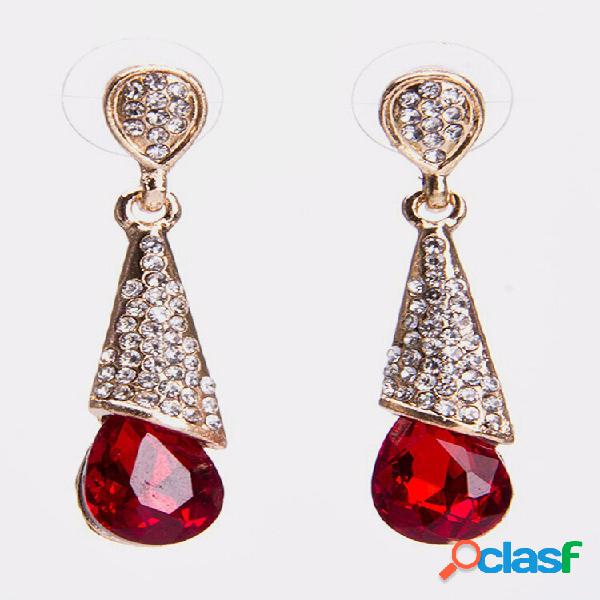 Elegant Orelha Drop Brincos Rhinestone Multi Tangent Plane