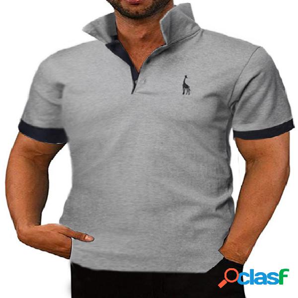 Masculino verão casual casual de botões na frente polos