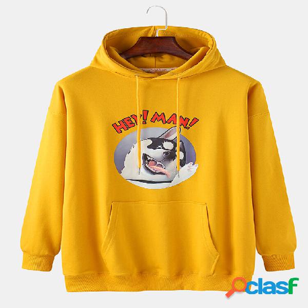 Mens Cotton Cartoon Cachorro Graphic Print Carta Solta Bolsa