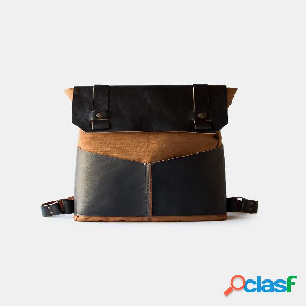 Mochila masculina retrô de grande capacidade em patchwork