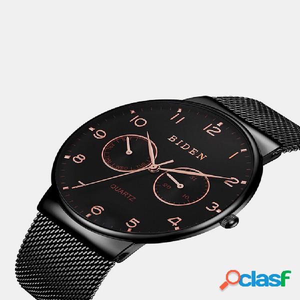 Pulso masculino ultrafino estilo casual Watch semana tela de