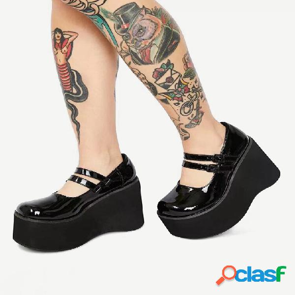 Sapatos femininos de cor sólida formal com fivela de fivela