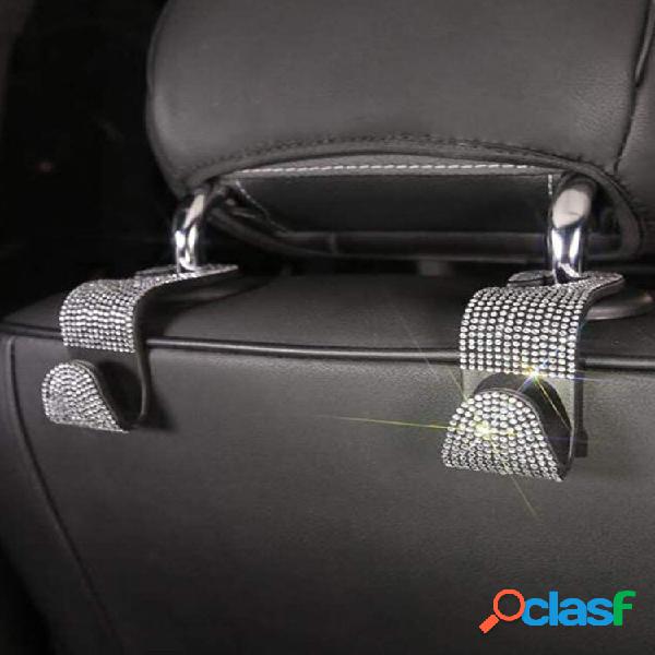 2/4 PCS Traseira do assento de carro Gancho Diamond Bling