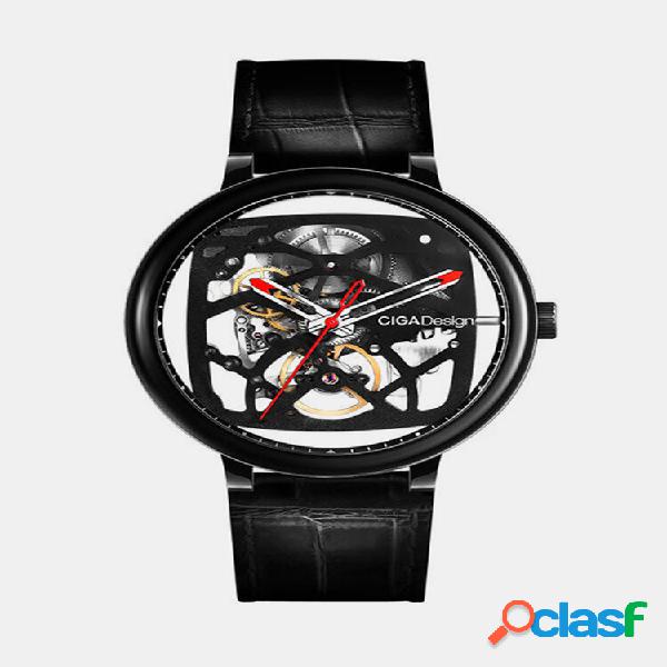 CiGA Design Creative Automatic Mecânico Ver Couro Genuíno