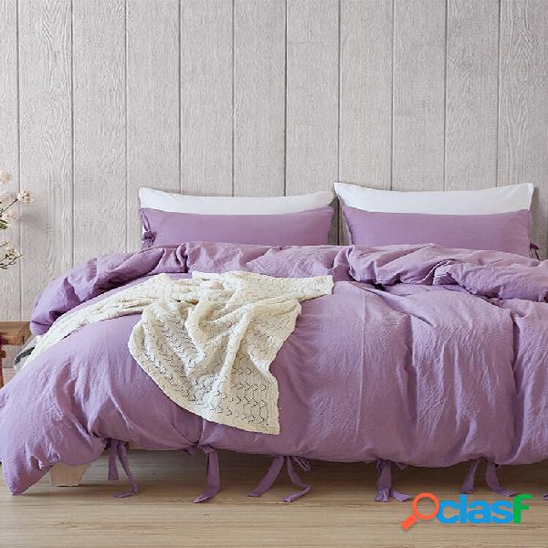 Conjunto de roupa de cama de fita de cor sólida com 3