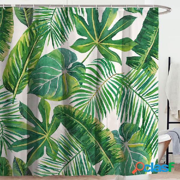Coutina de chuveiro de plantas tropicais verdes Banheiro