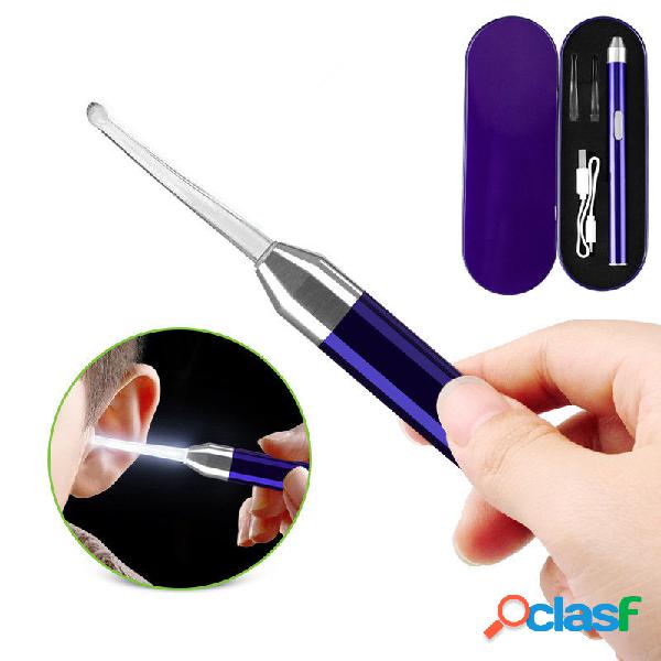 Luz USB Ear Colher Set Earwax Ferramenta de Limpeza das