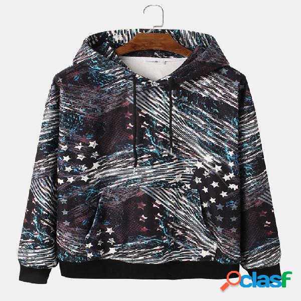 Moletom com capuz masculino Star Impressão Mista Polar
