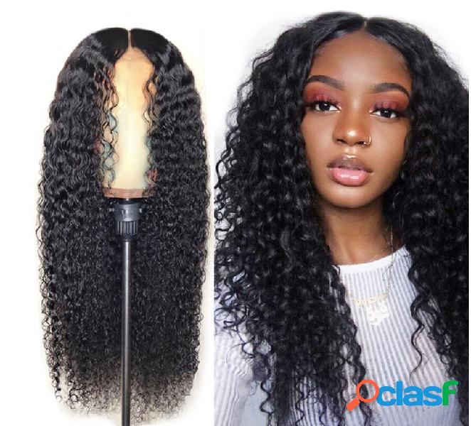 Natural preto de comprimento médio encaracolado Cabelo