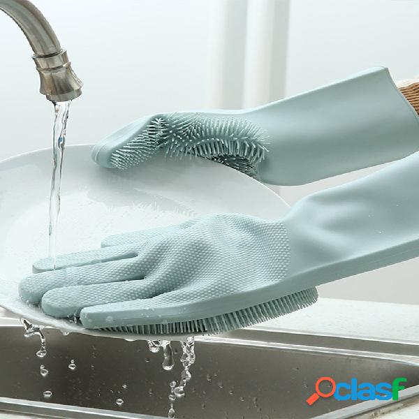 Silicone Luvas de lavagem de louça Cozinha Banheiro com