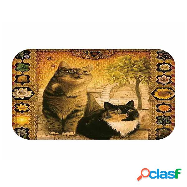 Tapete de porta de impressão Cat Tapete de cozinha Tapete
