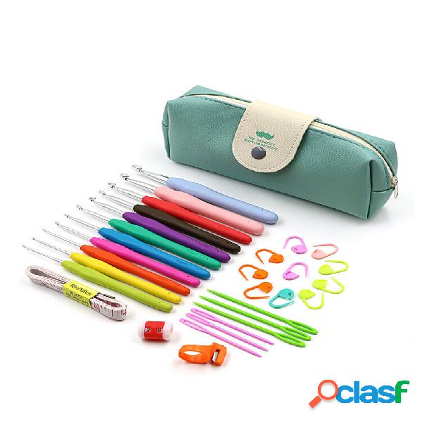 31pcs kit de ganchos de crochê para tapeçaria artesanal,