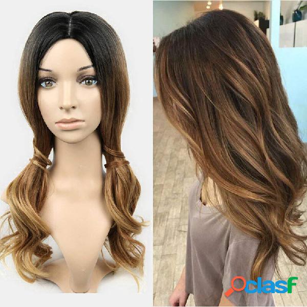 Black Gradient Long Curly Cabelo Franja de fibra química,
