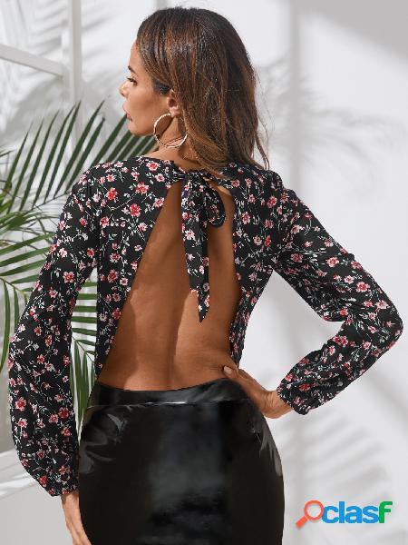 Blusa de manga comprida YOINS preta calico sem encosto