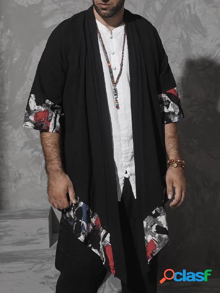 Casaco masculino casual irregular retro estampa folgada