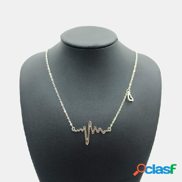 Colar de corrente doce cardiograma de pêssego Coração