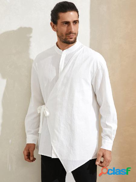 Homem Casual Colarinho Simples Irregular Moda Design Camisa