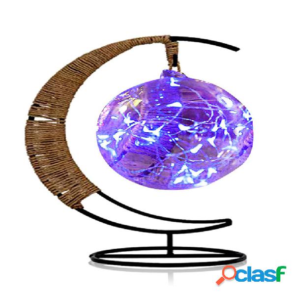 LED Night Light Handmade Rattan Ball Armação de ferro