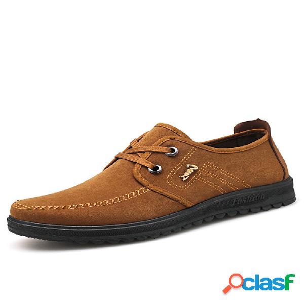 Men Mature Casual Stitching Lace-up Round Toe Non-slip Brief