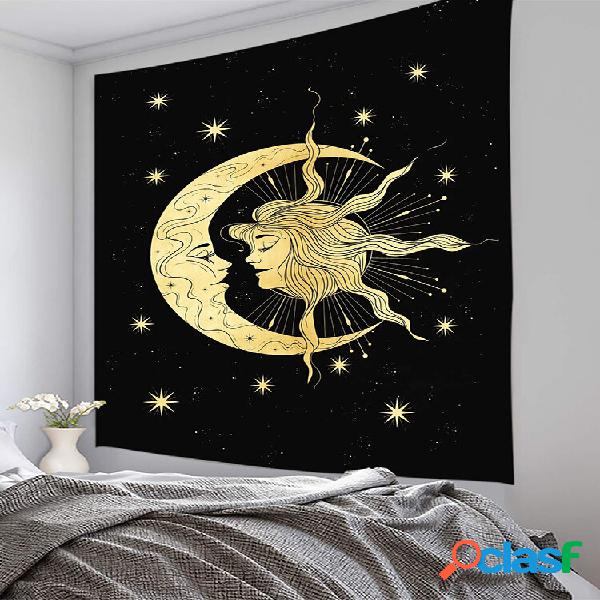 Sun Moon Mountain Mandala Padrão Tapeçaria Tapeçaria