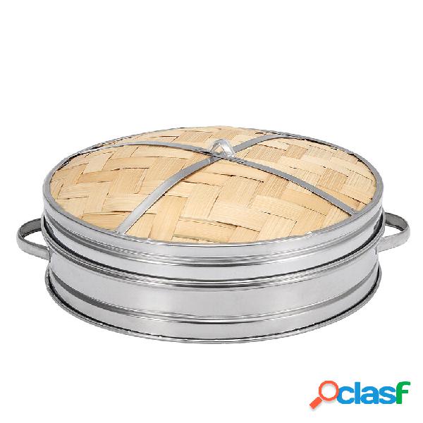 Vapor de bambu cozinha panelas cesta fogão conjunto de aço