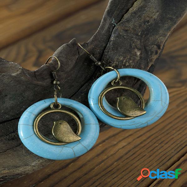 Vintage Turquesa Mulheres Brincos Bohemian Bird Nest