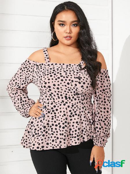 YOINS Plus Blusa de manga comprida tamanho Cold Shoulder