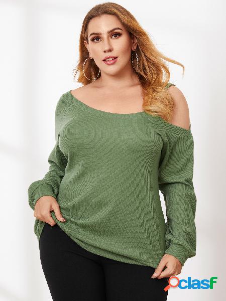 YOINS Plus Tamanho Cold Shoulder Backless Design Camiseta de