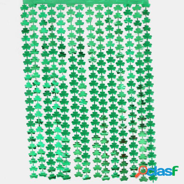1 PC 1 * 2M Feliz Dia de São Patrício Trevo Verde Tinsel