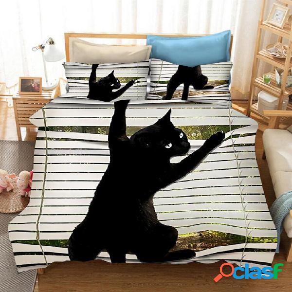 2/3 unidades Black Cat And Striped Padrão Confortável Cama