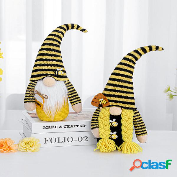 1 PC Bee Festival Faceless Creative Gnome Boneca Casal Elfo