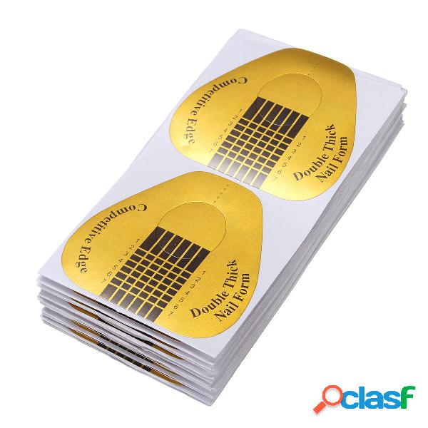 100Pcs Formulário Nail Form Autocolante Gold Extensão Guia