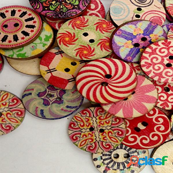 100Peças Botões Retro de Madeira Para DIY Costura