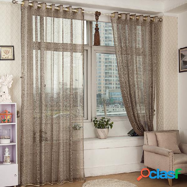 2 Painéis Grey Jacquard Sheer Tulle Cortinas Hollow Out