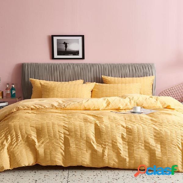 2/3 Pcs AB Lado Listrado Seersucker Padrão Conjunto De Cama