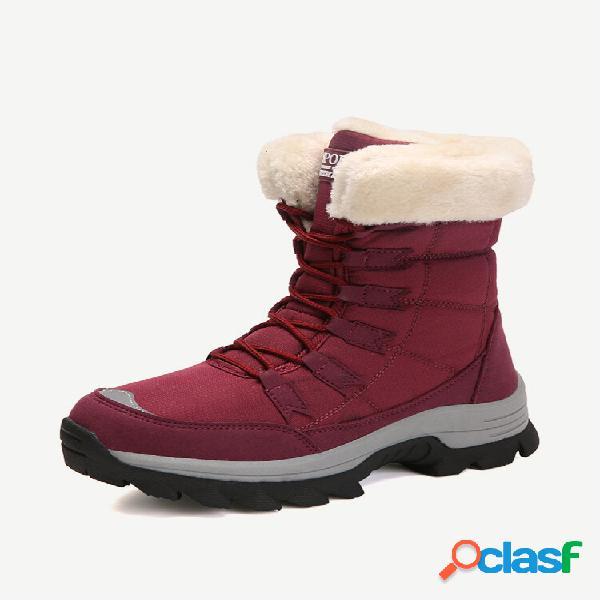 Botas para neve femininas casuais ao ar livre com forro