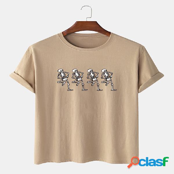 Camisetas masculinas 100% algodão para Halloween com