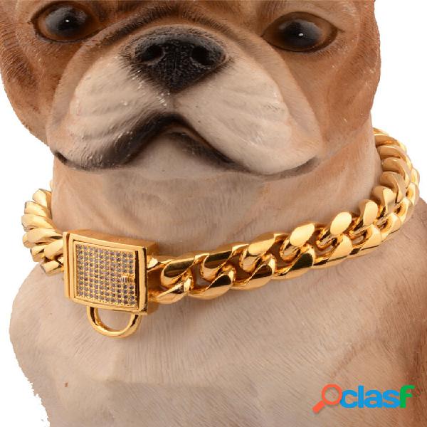 Corrente de meio fio de aço inoxidável 24 '' ouro animal