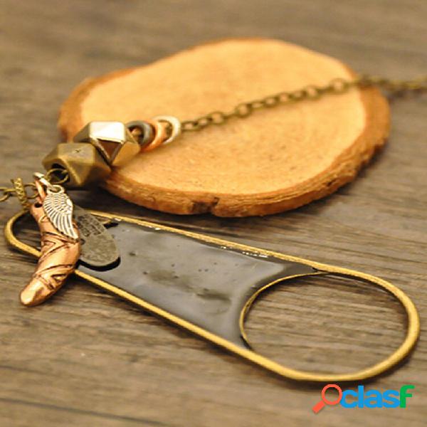Homens Mulheres Vintage Pingente Colar Liga Com Zíper
